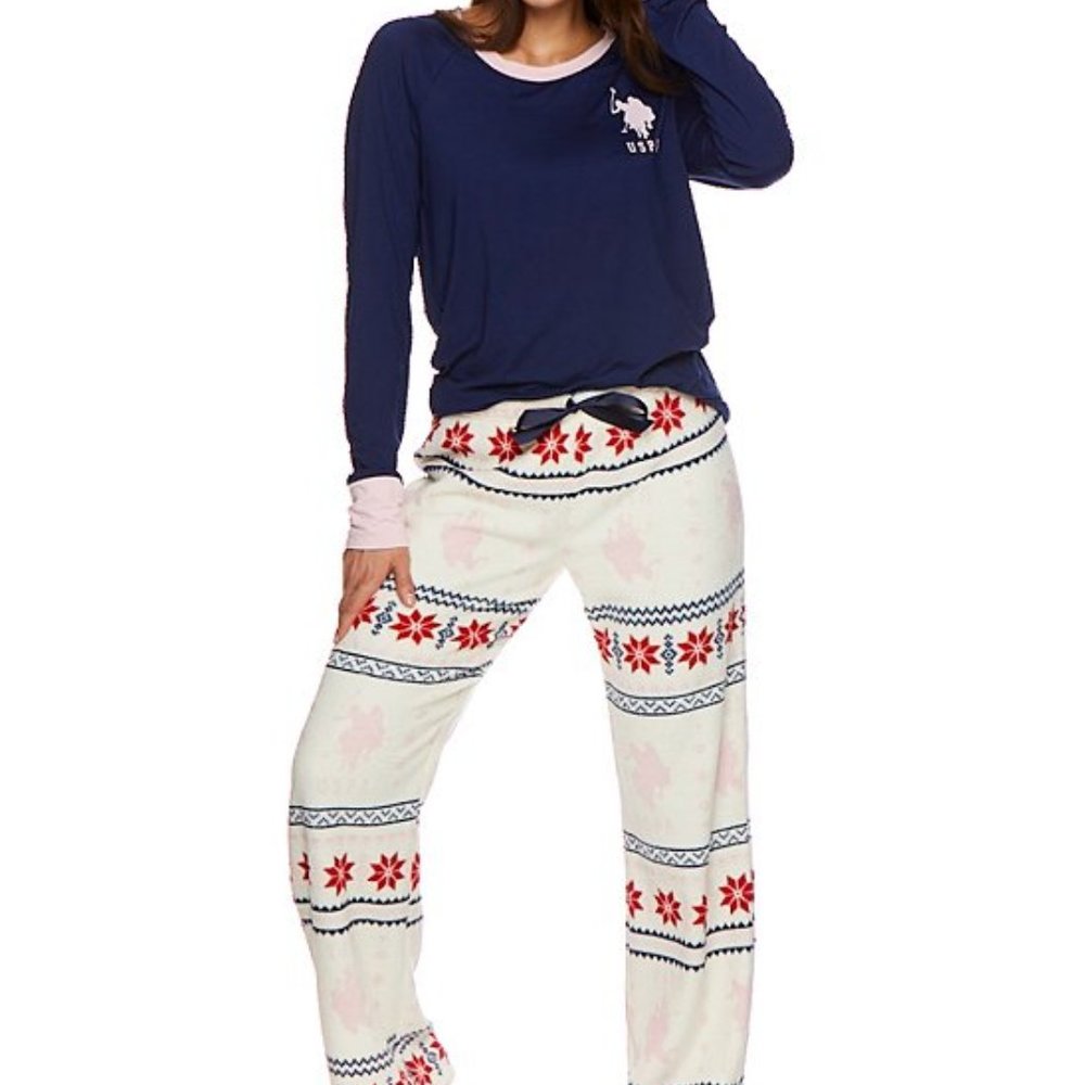 NWT U.S. Polo Assn. | Navy & White Fair Isle Pajama Set - M